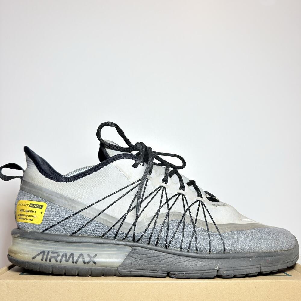Nike Air Max Sequent 4 Shield Mens Running Shoes Gray Black Size 13 Water Resist